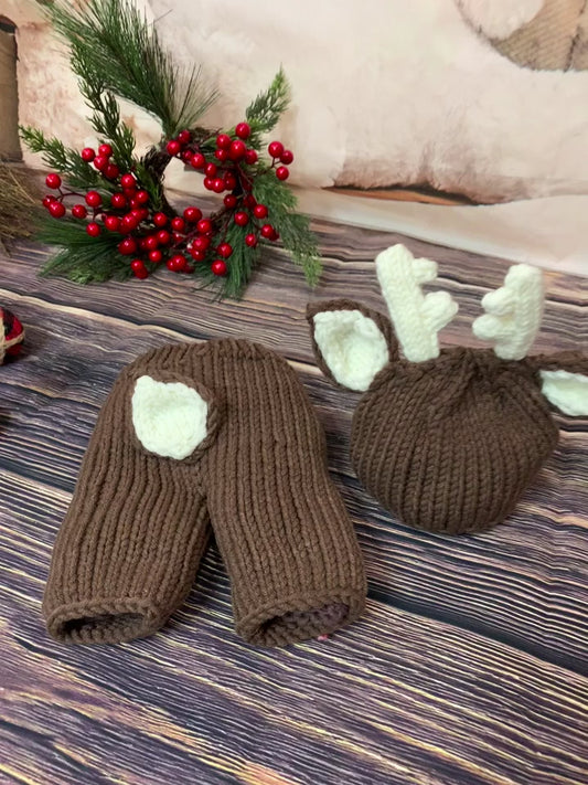 Handmade Newborn Baby Deer Outfit - Adorable Crochet Photo Prop