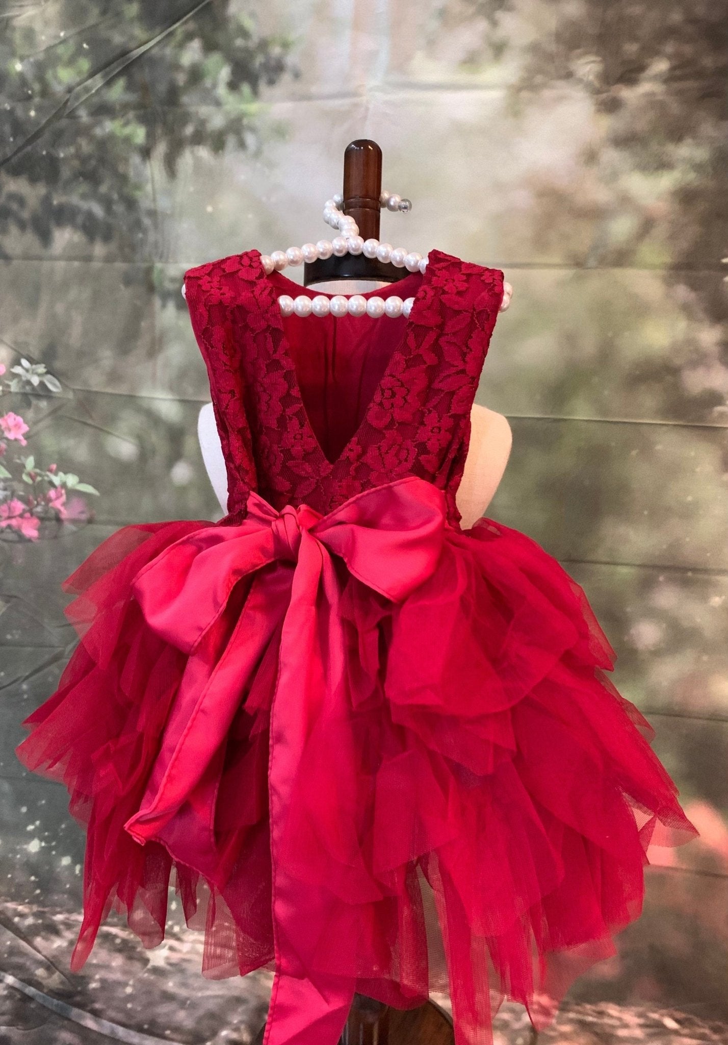 Baby Girl red wine Comfortable Tutu lace Dress - TinySweetPeaBoutique