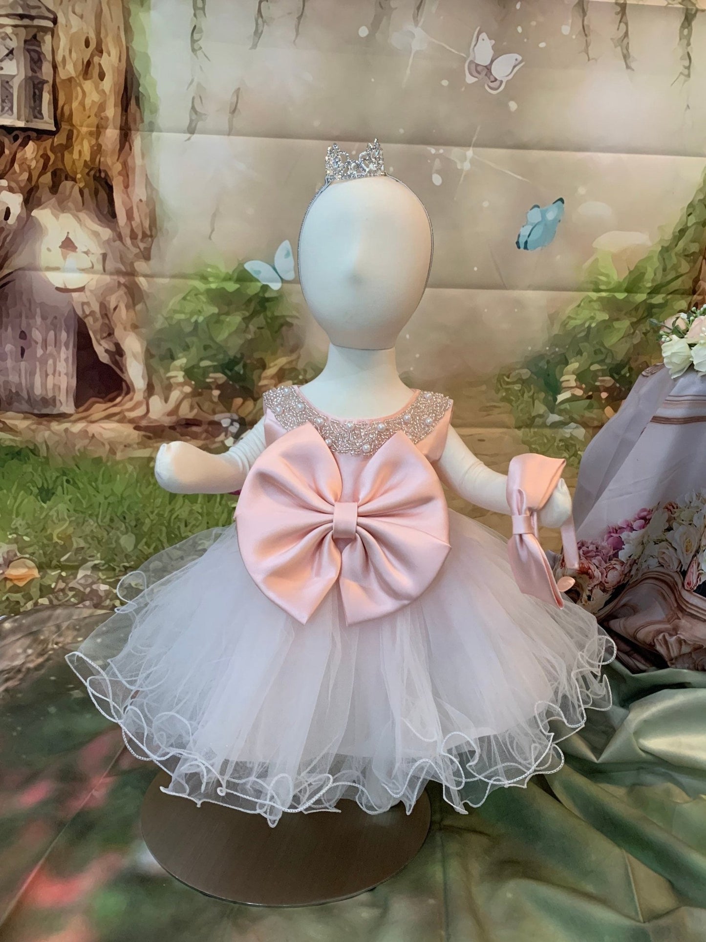Baby Girl White and Pink Gorgeous Tutu and Lace Dress 6-9 months - TinySweetPeaBoutique