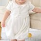 Beautiful White Baby Boy Romper - Baptism Outfit - TinySweetPeaBoutique