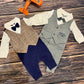 Brown and Blue Baby Patterned Boy Gentleman Bow-tie Bodysuit - TinySweetPeaBoutique