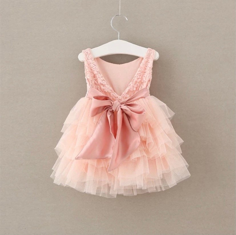 Elegant Baby Girl's Pink Satin Tulle Tutu Lace Dress for Special Occasions - TinySweetPeaBoutique