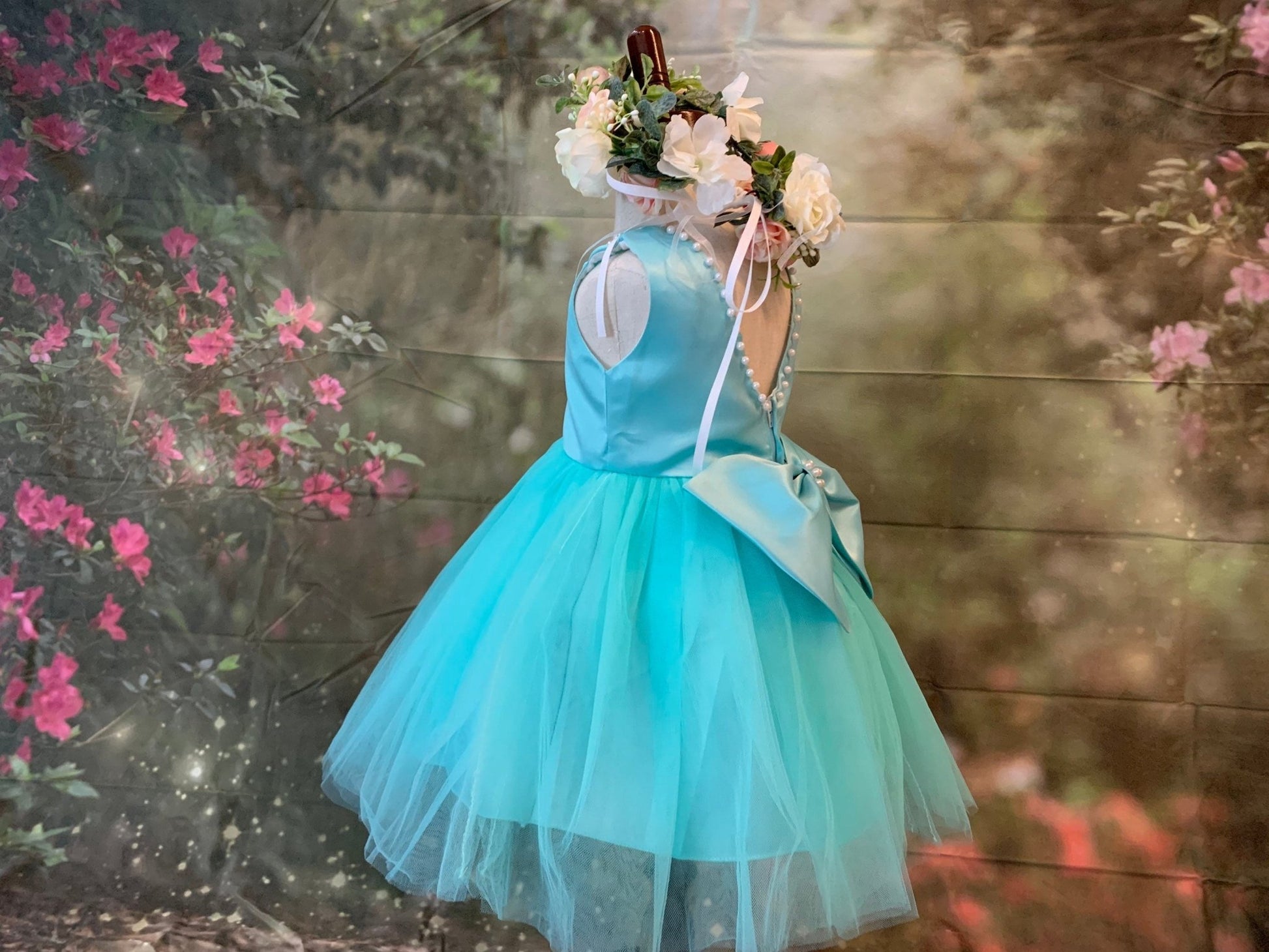 Gorgeous Turquoise Pearl Baby Girl Tutu Dress - TinySweetPeaBoutique