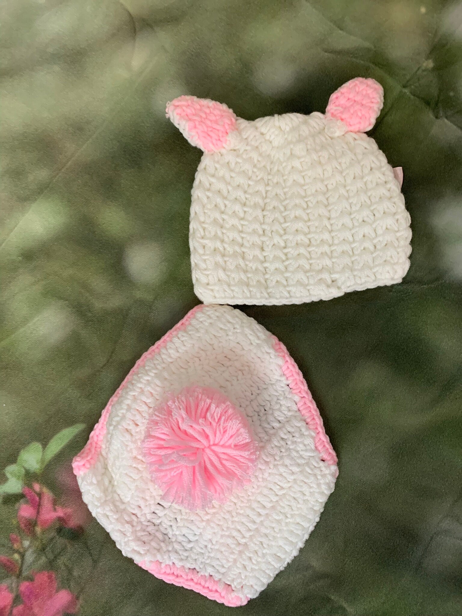 Handmade Crochet Baby Girl Easter Bunny Two-Piece Gift Set - TinySweetPeaBoutique