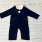 Handmade Little Baby Gentleman's Black Bow-Tie One-Piece Tuxedo - Comfort meets Elegance - TinySweetPeaBoutique