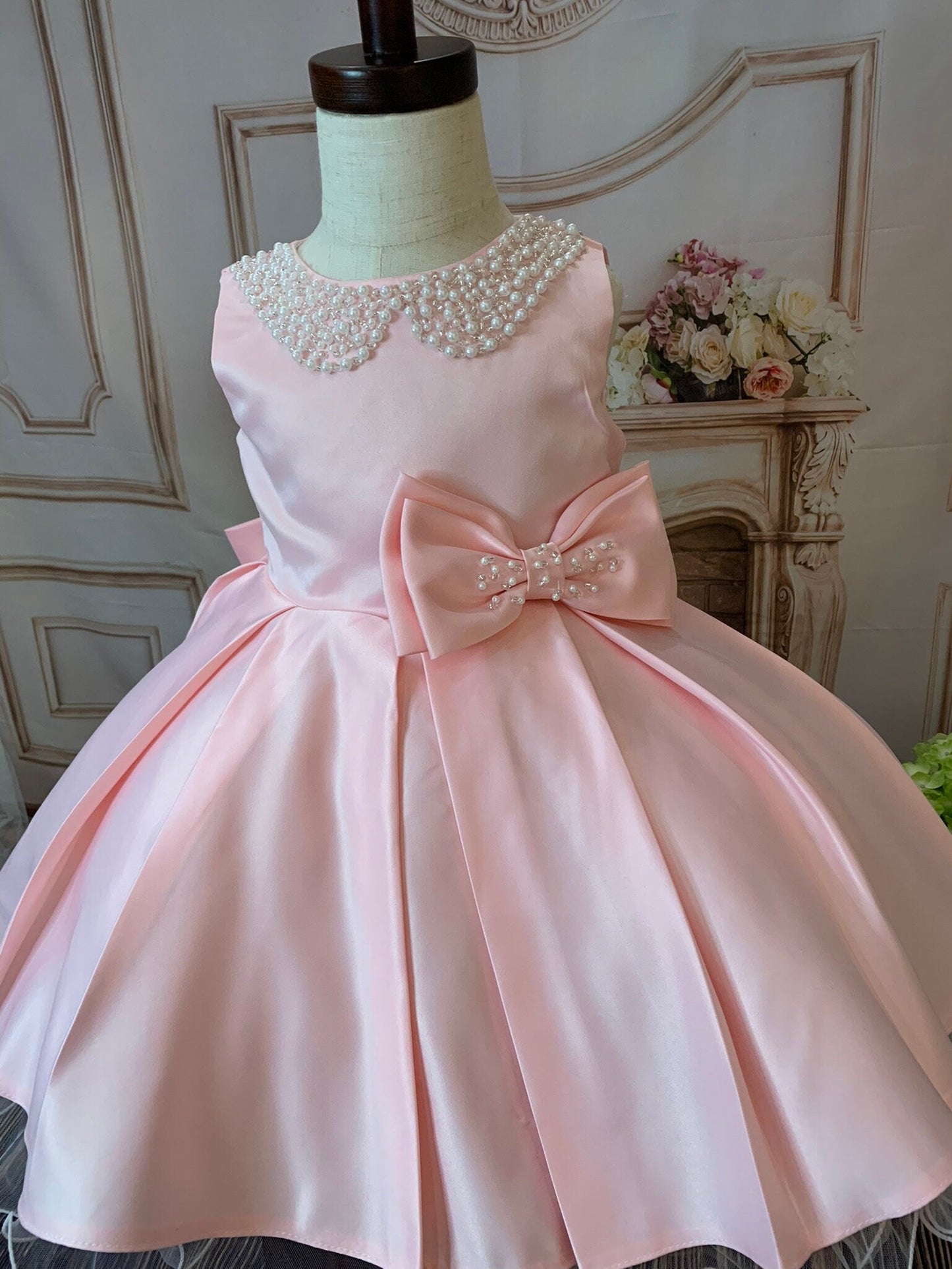 Little Girl Glamorous Pink or White Party Dress - TinySweetPeaBoutique