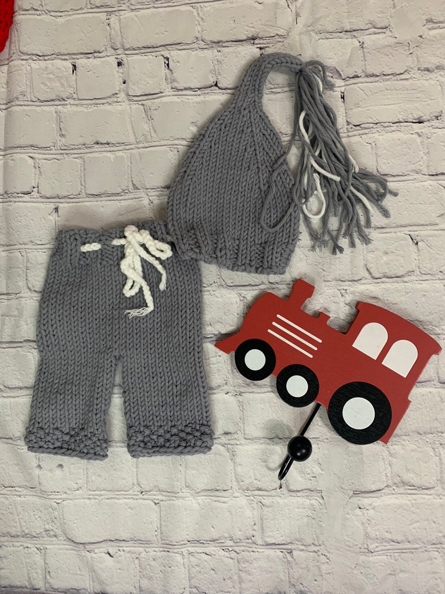 Newborn Baby Boy Gray Crochet Set - TinySweetPeaBoutique