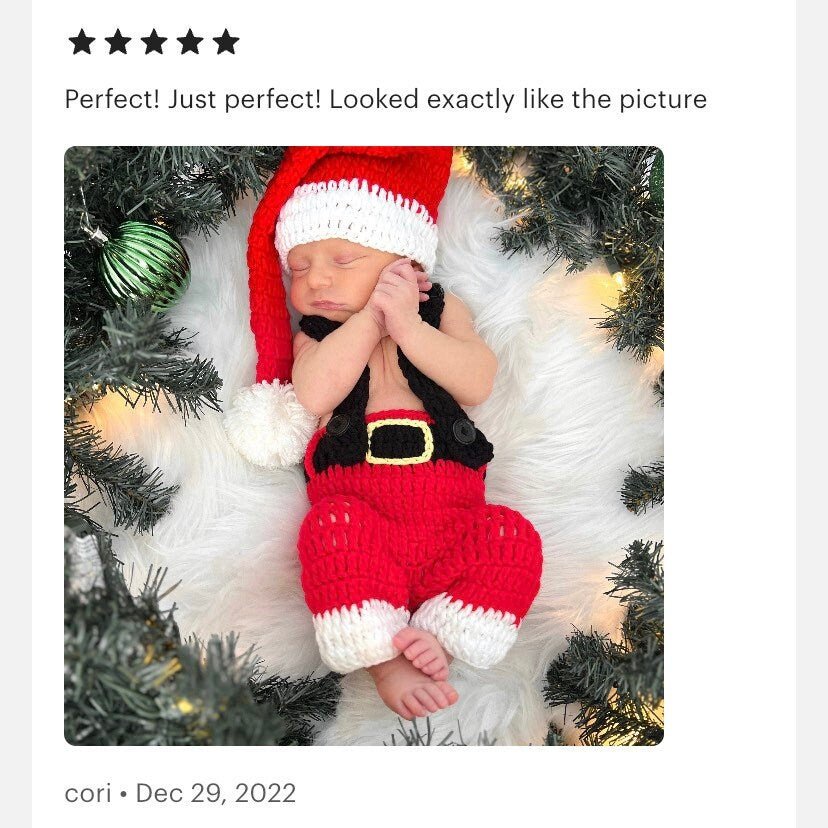 Newborn Baby - Santa Outfit - Perfect Baby Christmas Gift - TinySweetPeaBoutique