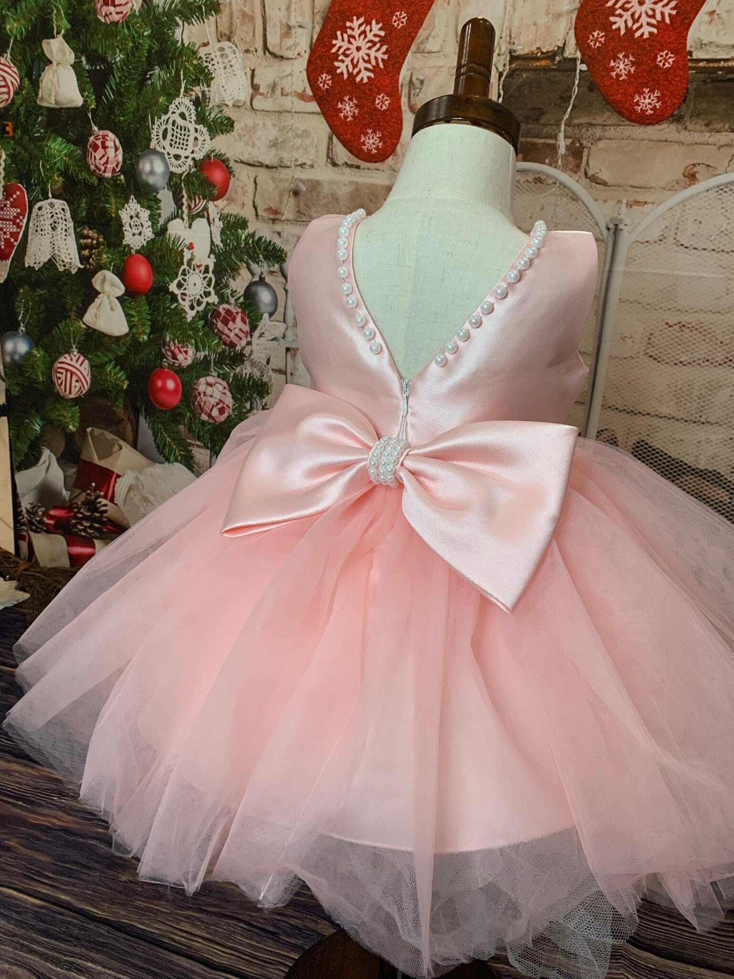 Soft Blue Pearl Baby Girl Tutu Dress for Special Occasions - TinySweetPeaBoutique