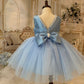 Soft Blue Pearl Baby Girl Tutu Dress for Special Occasions - TinySweetPeaBoutique
