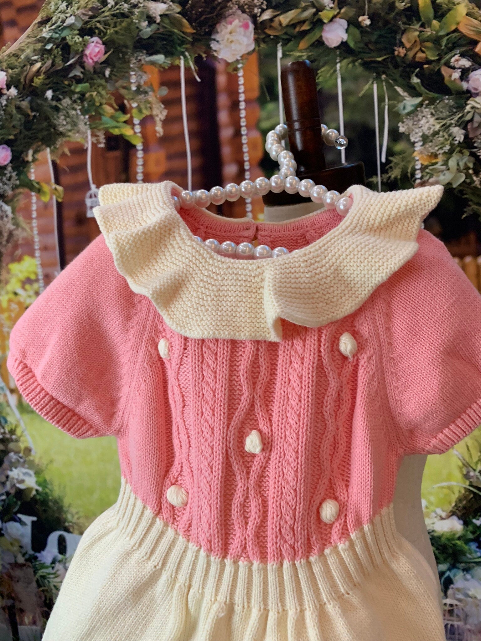 Soft Pink and Beige Baby Girl Outfit - TinySweetPeaBoutique