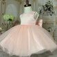 Soft Pink Baby Girl Tulle Pearl Dress - Birthday Dress - TinySweetPeaBoutique