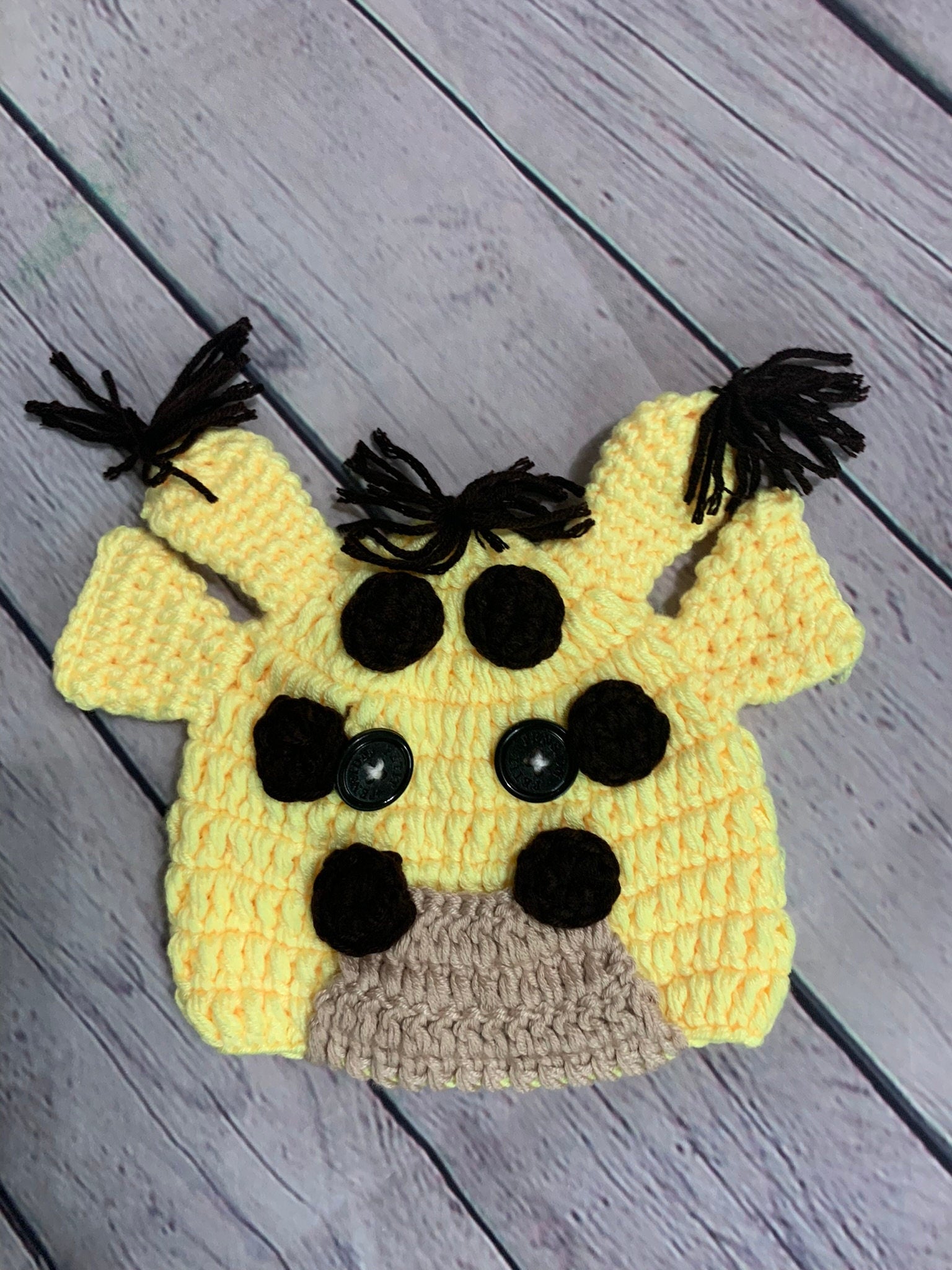 Tiny Baby Giraffe Crochet Outfit - Adorable Newborn Halloween Costume - TinySweetPeaBoutique
